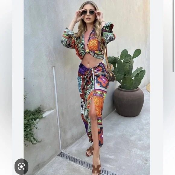 Zara printed crop blouse - never worn - Picture 5 of 7